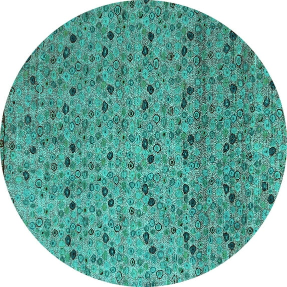 Ahgly Company Indoor Round Abstract Turquoise Blue Modern Area Rugs, 7' Round