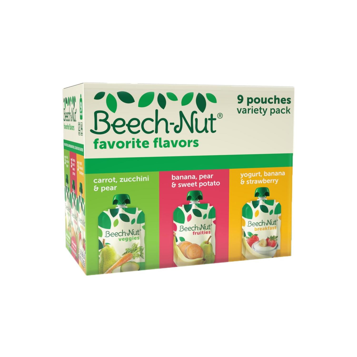 Beech-Nut Favorite Flavors Stage 2-4 Toddler Food Variety Pack, 3.5 oz Pouch (9 Pack)