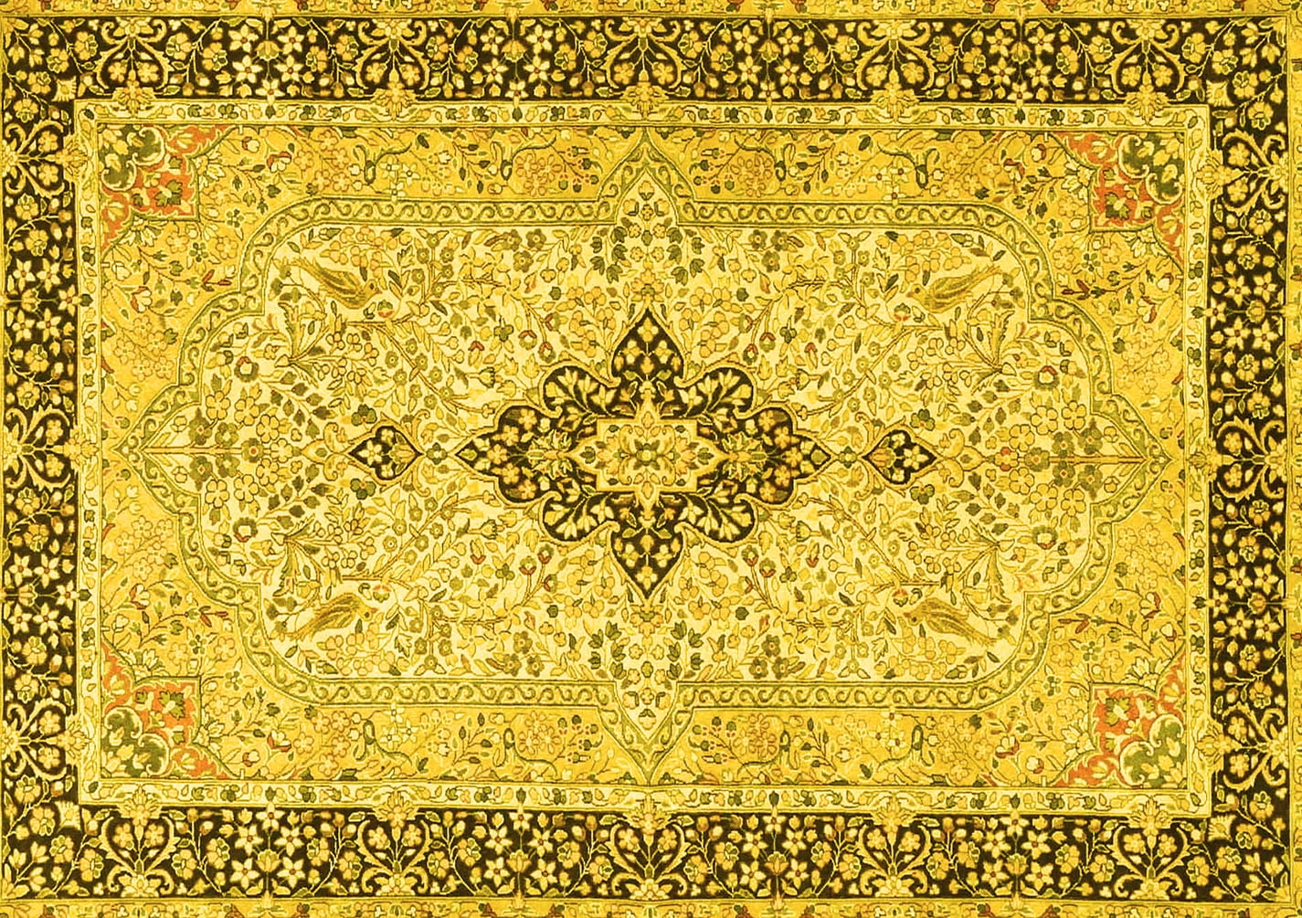 Ahgly Company Indoor Rectangle Medallion Yellow Traditional Area Rugs, 2' x 3'