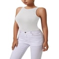 thumbnail image 1 of QJUHUNG Tank Bodysuit for Women Halter Neck Sleeveless Ribbed Bodysuit Basic Tank Tops, 1 of 8