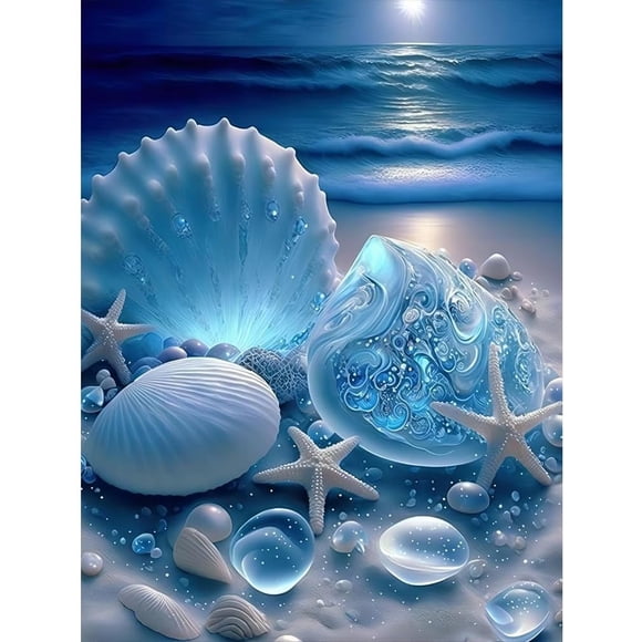 Beach & Ocean Theme Diamond Painting Kit (For Adults) — DIY 5D Gem Art & Crafts (12x16 Inches, Unframed),Multicolor