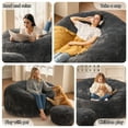 thumbnail image 3 of Toject Bean Bag Chair for Adults, Oversize Bean Bag Chair with Ottoman, Large Bean Bag Sofa with Removable Washable Cover, Lazy Sofa for Living Room, Dark Gray, 5 Ft, 3 of 11
