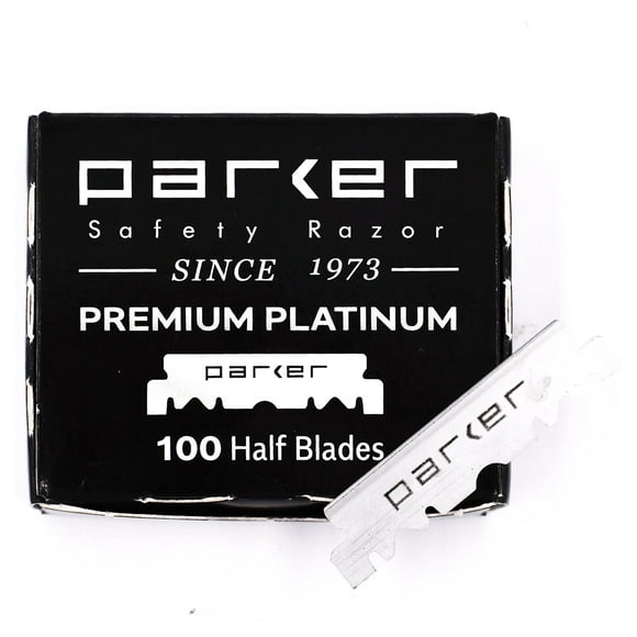 100 Lames Parker Premium Platine 1/2 - pour Rasoirs Barber Professionnels, Rasoirs à Raser et Rasoirs à Lame Droite Jetable
