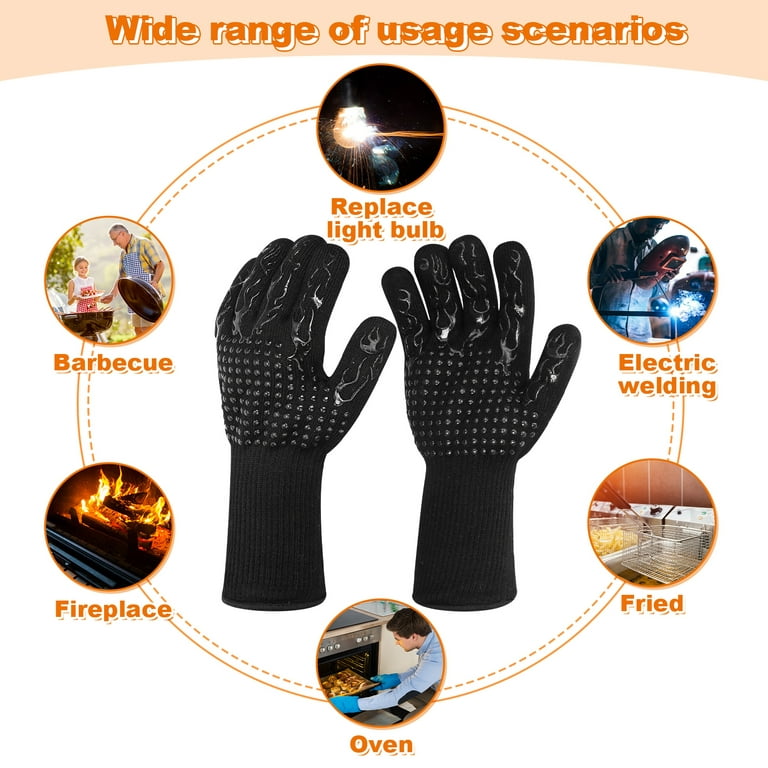 Silicone Smoker Oven Gloves Double Layer Silicone and Cotton Heat Resistant  Baking Gloves Kitchen Gloves For Baking And Grilling
