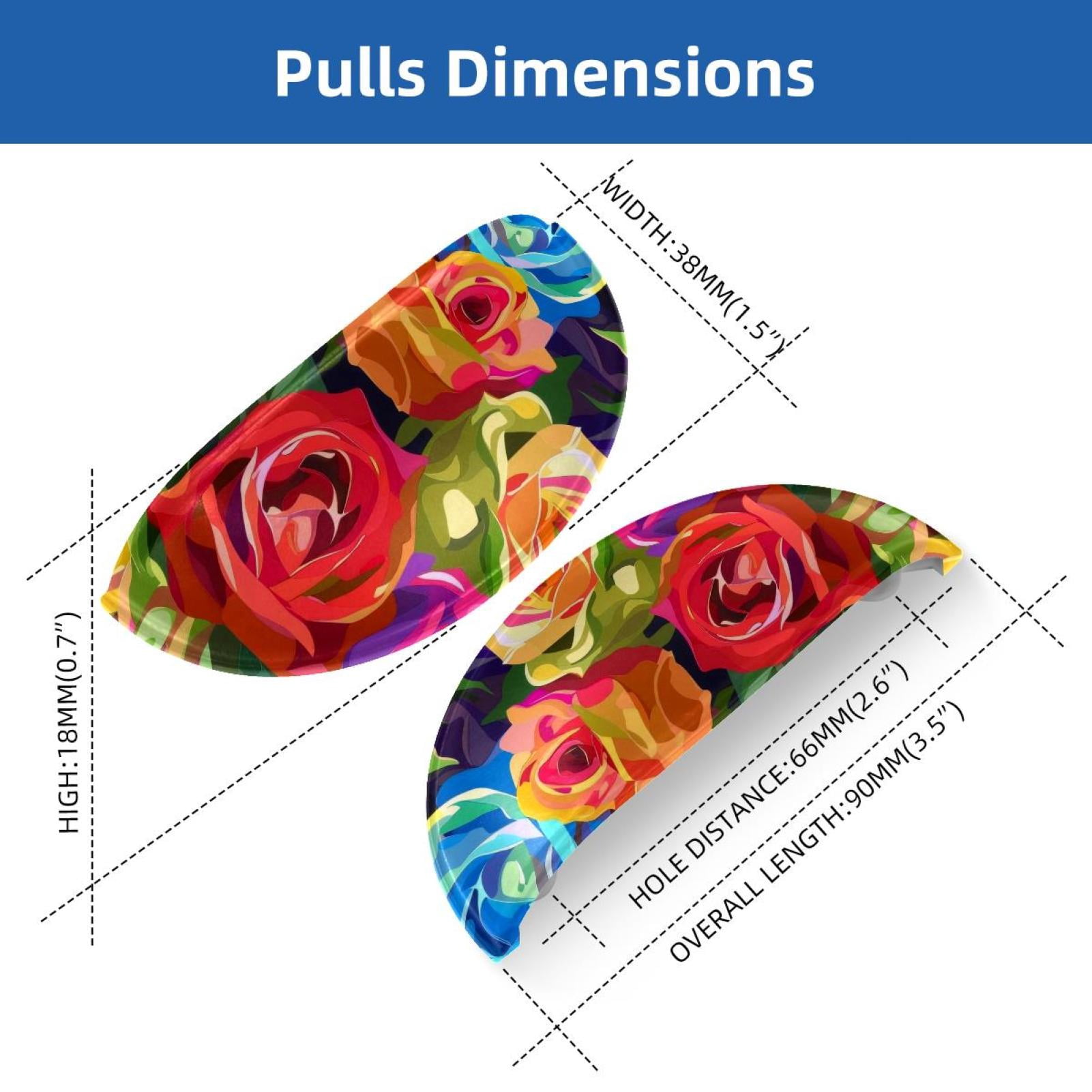 PhooArto 6 Pcs Cup Drawer Pulls, Rose Flower Colorful Pattern Shell Shape Handles Cabinet Knobs for Dresser Cupboard Closet Wardrobe with Screws