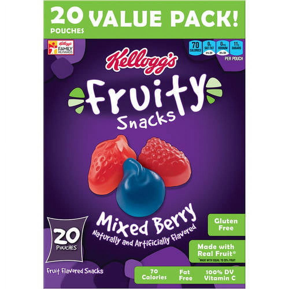 Kellogg's Mixed Berry Fruity Snacks Pouches, 16 Oz., 20 Count