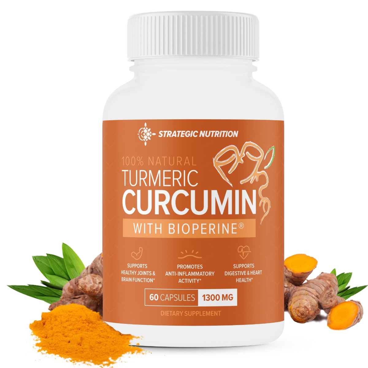 Turmeric Curcumin Inflammation Supplement 60 Capsules, Supports Inflammation Reduction, Pain