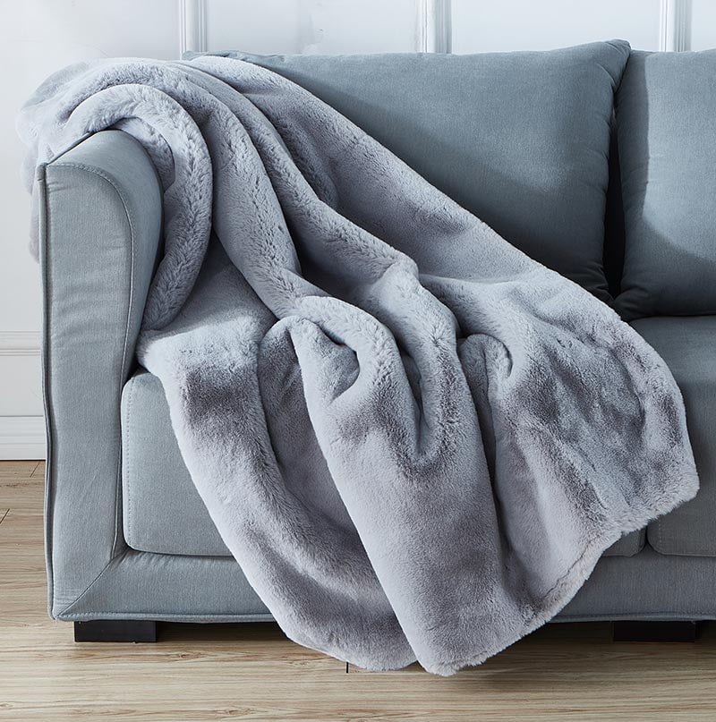 CoSoTower Luxury Chinchilla Faux Fur Throw Blanket, 50" X 60"