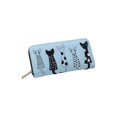 thumbnail image 1 of Qarigey Cartera larga para mujer, tarjetero con foto de gato, estilo bonito, bordado, informal, multitarjeta, bolso suave, monedero de cuero Carteras Azul, 1 of 6