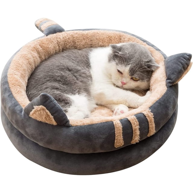 Cama corta ovalada de felpa para perros y gatos pequeños y medianos, sofá para mascotas pequeñas cómodo, cómodo y duradero