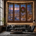 thumbnail image 6 of Snowy Village Through Wooden Window, Cozy Illustration for Christmas Decor Lovers, Village Wall Decor, Christmas Gift, Tapestry Wall Hanging for Living Room and Entryway, 6 of 7