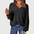 thumbnail image 3 of Women's Tunic Tops Casual V Neck Sweaters Long Sleeve Pullover Sweater Knit Jumper Tops, 3 of 7