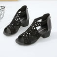 thumbnail image 4 of BONIXOOM Black Sandals Women Clearance Fall Zip-Up Chunky Casual Fashion Shoes for Women Black Size 6.5, 4 of 5