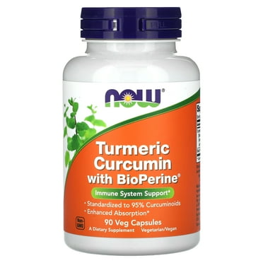 NOW Supplements, Turmeric Curcumin with BioPerine, Immune System Support, Standardized to 95% Curcuminoids, Enhanced Absorption*, 90 Veg Capsules
