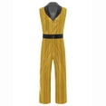 thumbnail image 4 of iiniim Mens Retro 1920s Disco Jumpsuit Lapel V Neck Wide Leg Bodysuit Metallic Shiny Plaid Romper for Clubwear Gold XXL, 4 of 6