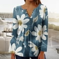 thumbnail image 2 of QATAINLAV Long Sleeve Tops for Women Fashion Boho Floral Print Tunic Shirts Loose Casual Button V Neck Tshirt, Multicolor, XXL, 2 of 6