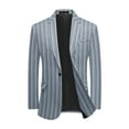 thumbnail image 3 of Cloudstyle Men's Striped Notched Lapel Single-Breasted Blazer, 1-Button Formal Jacket with Back Vent & Functional Pockets, 3 of 10