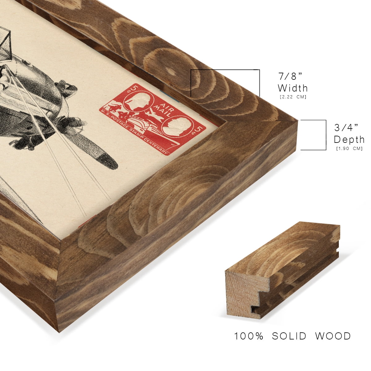 Vintage Airmail I -Framed Print w/glass-Walnut