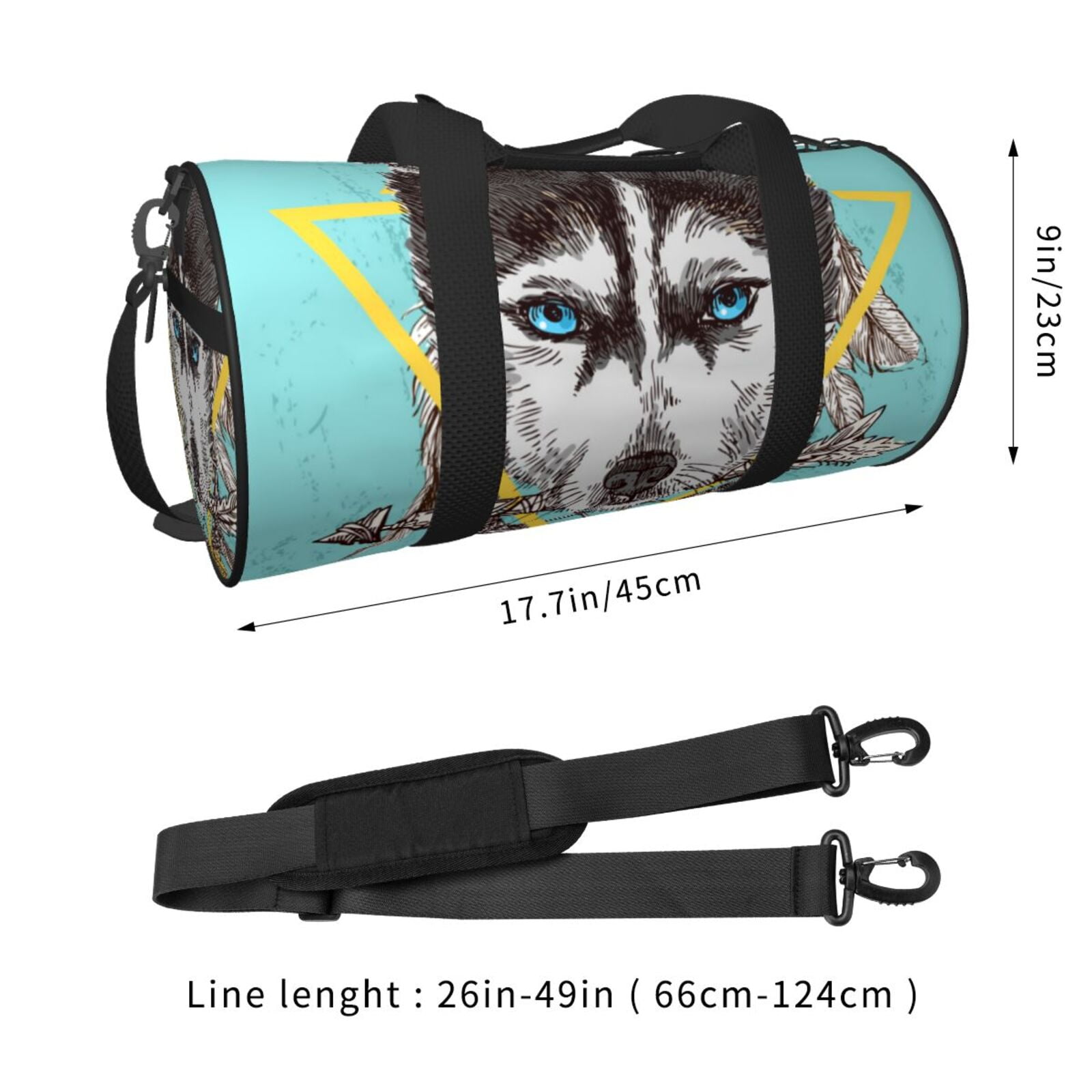Vsdgher Husky With Dreamcatcher 45L Foldable Duffel Bag, Sports Gym Bag,Overnight Bag, Portable Weekender Bag for Airplanes
