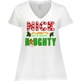 thumbnail image 3 of Inktastic Nice Until Proven Naughty with Holly and Gingerbread Man Women's Plus Size V-Neck T-Shirt, 3 of 5