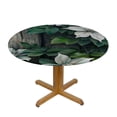 thumbnail image 3 of HAOXIT  Retro Wooden Flower Round Fitted Tablecloth with Elastic Edge  Fitted Table Cloth for Round Table Circular Table Cover Waterproof Wipeable Round Elastic Table Cloth 42-46, 3 of 8