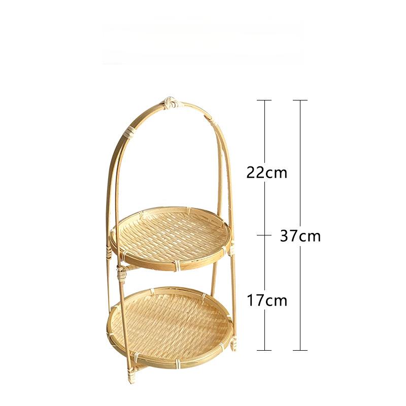 Handcrafted Bamboo Basket - Round & Square Food Storage for Tea Snacks, Fruit, Cake, Dried Fruit, Snacks, Pastries Multi-Layer Bamboo Storage Basket - Bamboo Products