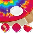 thumbnail image 4 of Rainbow Tie Dye Mandala Pattern Round Fitted Tablecloth with Elastic Edge,Dining Table Cover Waterproof,Outdoor Round Tablecloth for Camping,Dining,Indoor and Outdoor, 4 of 7