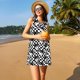 thumbnail image 3 of Fotbe Ying Yang Checkered Vestido de Verano sin Mangas para Mujer – Vestido Midi Línea A, Estilo Camiseta Floral, Vestido Playero Casual y Fluido, 3 of 7