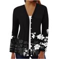 thumbnail image 1 of VEKDONE Women's Printed Long Sleeve Open Front Button Cardigan Black L, 1 of 5