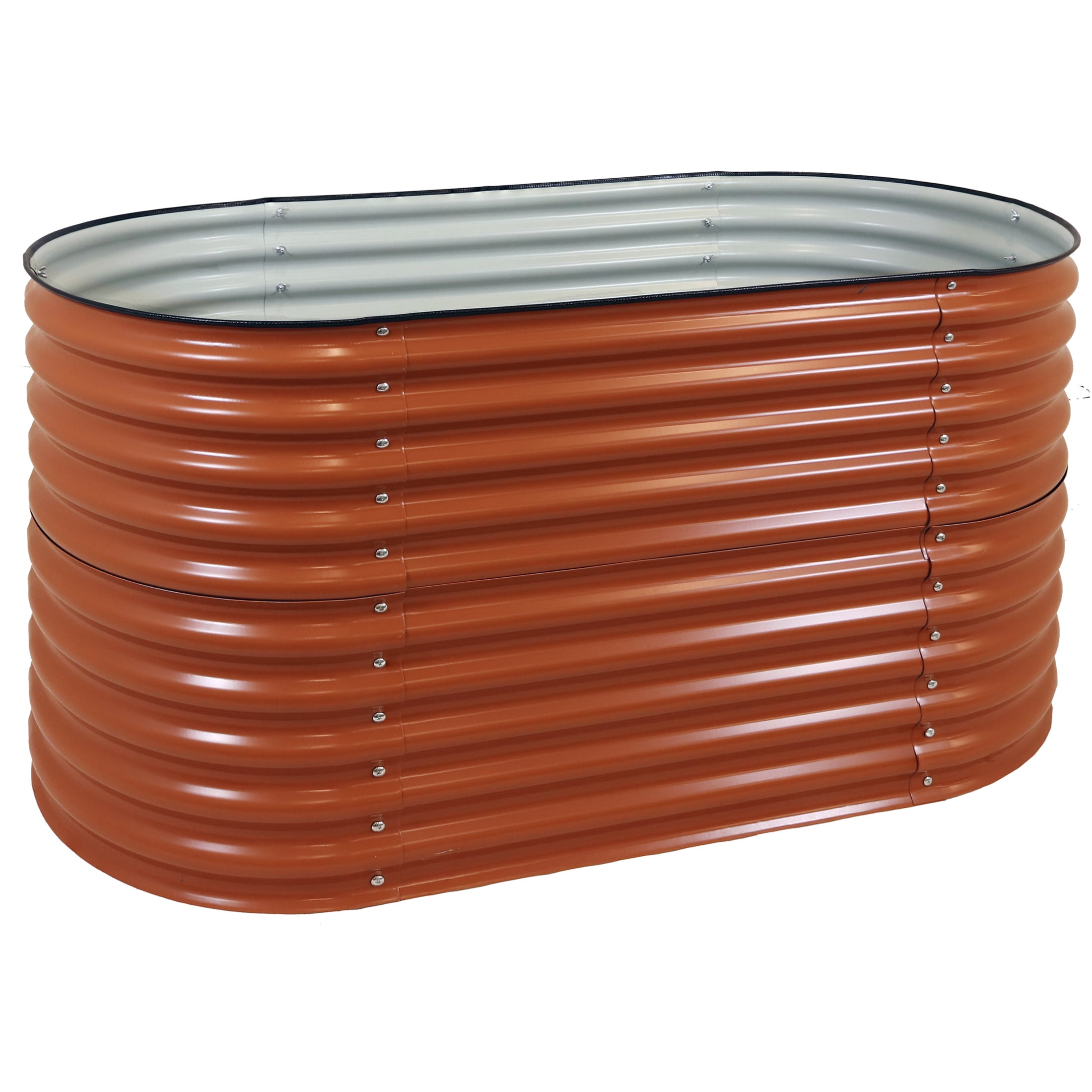 Sunnydaze 62.5" x 32" x 32" Oval Brown Steel Stackable Raised Garden Bed