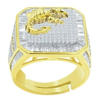 Mens 14K Gold Finish Scorpio Zodiac Sign Astrology Horoscope Band Baguette & Round Cut Simulated Diamond Ring