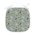thumbnail image 1 of Woodsy Dining Chair Pad, Friendly Woodland Creatures Mushrooms and Plants in Cartoon Style, Water Resistant Pillow with Straps for Kitchen Seats, 6 Pieces Set, Multicolor, by Ambesonne, 1 of 5