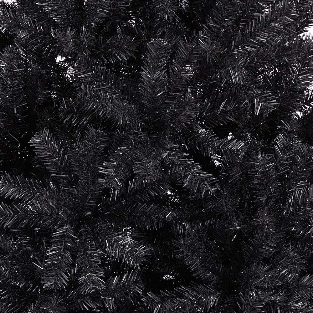 Alden Design 6FT Hinged Fir Artificial Christmas Tree with Foldable Stand, Black
