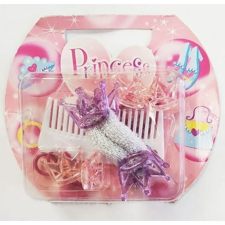 Various Princess Birthday 'Hair' Party Favors Pack, 7 Pieces