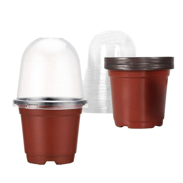 tredstone Plateaux de Démarrage Ventilés Mini pour Plantes 10 Pcs Conteneur de Plantes Transparent Doux Contrôle de l'Humidité Tasses de Plantation Pots Rouges