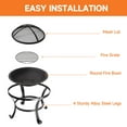 thumbnail image 6 of 22" Outdoor Wood Burning Portable Fire Pit with Spark Screen Cover, Log Grate, Waterproof Cover and Fire Poker for Outdoor Backyard, Garden, Bonfire, 6 of 7