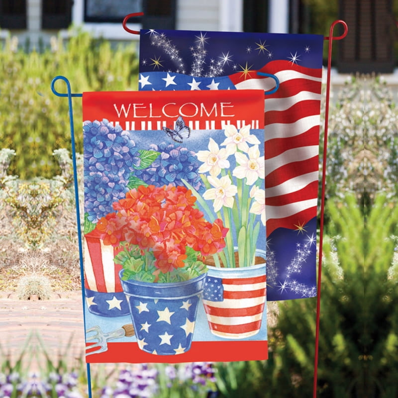 Garden Flag Stand 2 Assorted Colors Patriotic Walmart Com