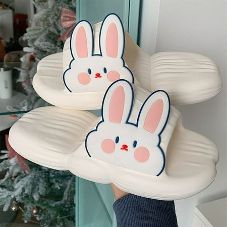 

CoCopeaunt New Eva Summer Womens Slippers Fashion Indoor Thick Non-slip Sandals Couple Cartoon Rabbit Beach Flip Flops Soft Sandals
