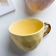 thumbnail image 2 of 12.5Oz Ceramic Mug for Office and Home with Gold Spoon Coffee Cup, Yellow, 2 of 5