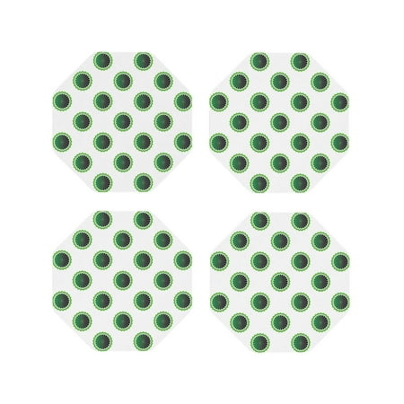 

Drink Coasters Set of 4 Green abstract flower Leather Coasters for Coffee Table Protector Heat Resistant Cute Coasters for Home Decor Housewarming Gifts Bar Kitchen 4 Inch Octagon