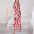 thumbnail image 3 of Yiaed Strawberry Print Pajamas Women's Long Sleeve Sleepwear Soft Button Down Loungewear Pjs Lounge Set Nightwear Womens Pajama Pants-XX-Large, 3 of 7