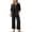 Black, variant on Mercatoo Cotton Linen Sets for Girls 2 Piece Button Blouse 𝐃ressy Tops and Wide Leg Pants Summer Shirts Teens Casual Beach Clothes