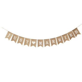 Just Married Banner Car Decorations, Gold Glitter Just Married Sign Garland  For Bridal Shower Decorations, Photo Props And Car Decorations