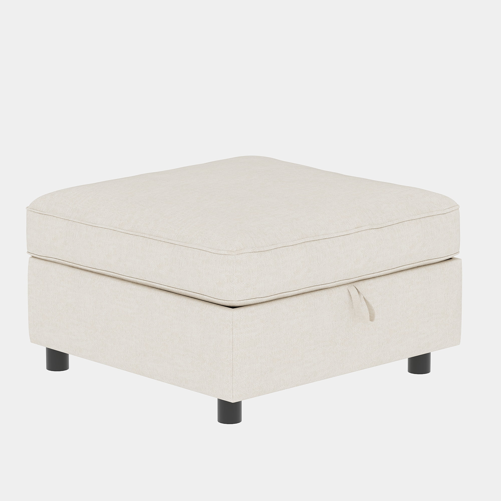 Modern Loveseat Sofa with Deep Seat & Storage Ottoman,Chenille Chaise Longue Sofa Bed for Small Spaces,Living Room,Bedroom,Beige