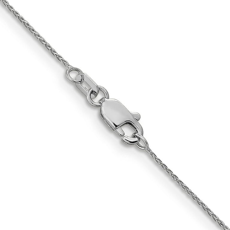 Solid 14K White Gold 1.1mm Diamond-cut Spiga with Lobster Lock