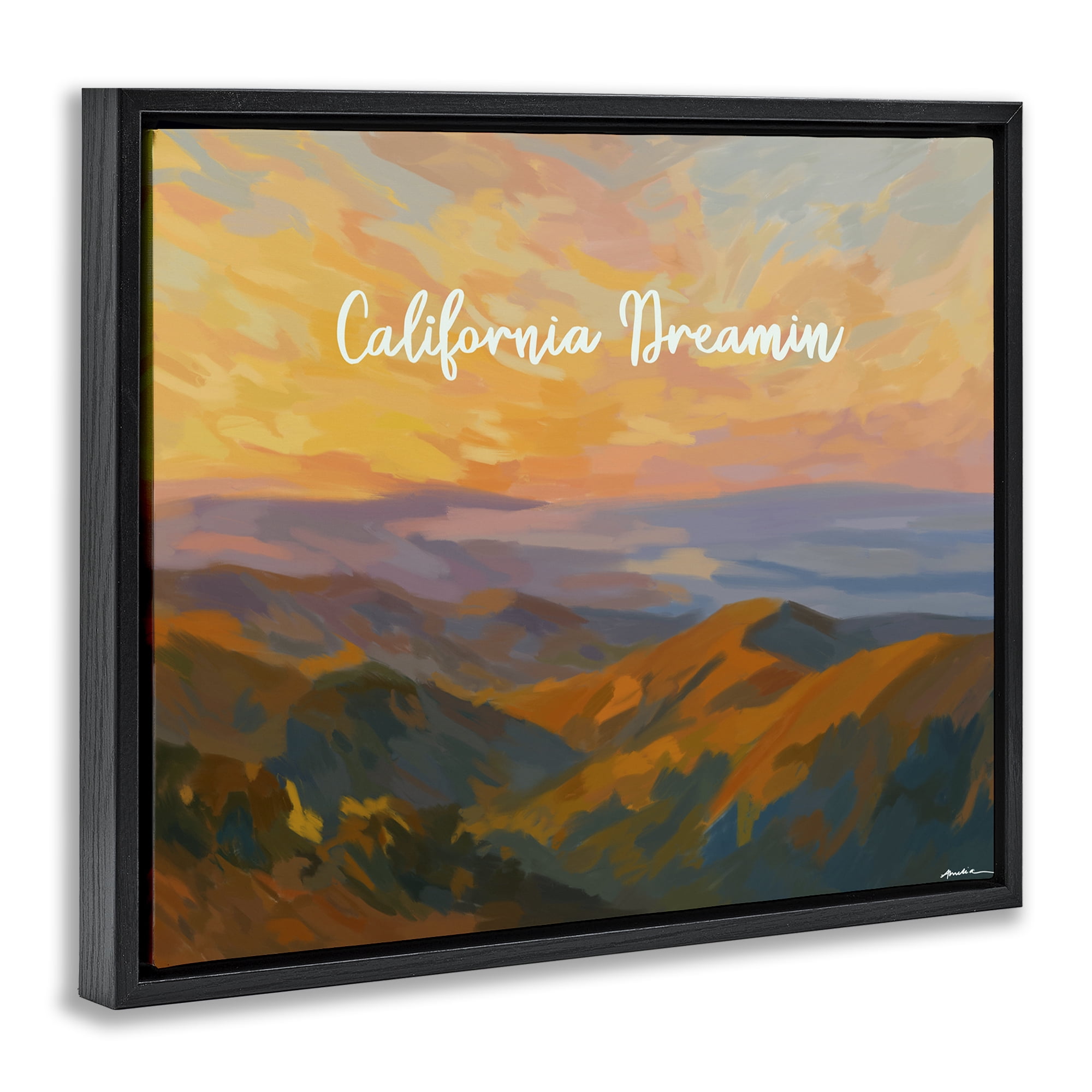 Stupell Industries California Dreamin' Mountains Black Framed Floater Canvas Wall Art, design by Amelia Noyes