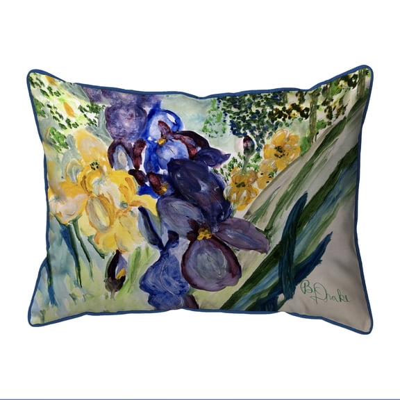 Betsy Drake Interiors Yellow & Blue Iris Extra Large Zippered Pillow 20x24