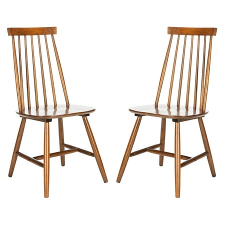 SAFAVIEH Priam Contemporary Dining Chair Walnut Set of 2 (20.5 in. W x 17.3 in. D x 36.4 in. H)