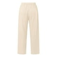 thumbnail image 5 of IDALL linen pants women Wide Leg Pants Woman Lounge Pants Women Womens Casual Cotton Linen Pants Lightweight Summer Relax Fit Elastic Waist Plus Size Pants Baggy Pants high waisted pants Beige L, 5 of 7