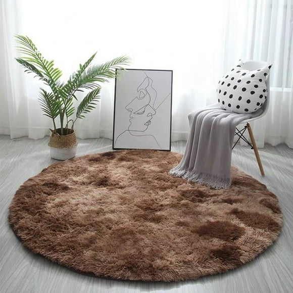 Soft Area Rug Fluffy Round Rug Shaggy Circular Rug For Bedroom Living Room Home Decor Coffee-120cm-Coffee
